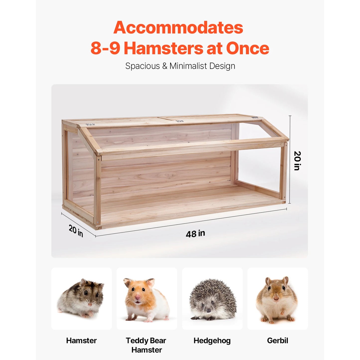 Wooden Hamster Cage Habitat With Clear Openable Top