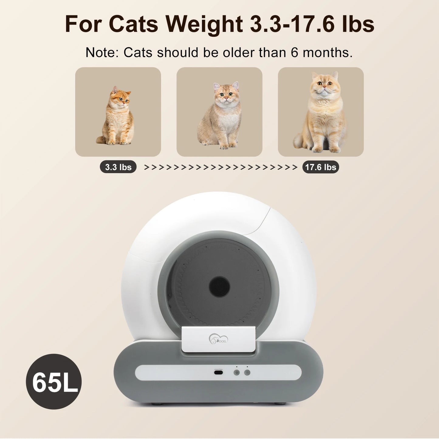 DOEL Self Cleaning Cat Litter Box With App Control 2.4G WiFi