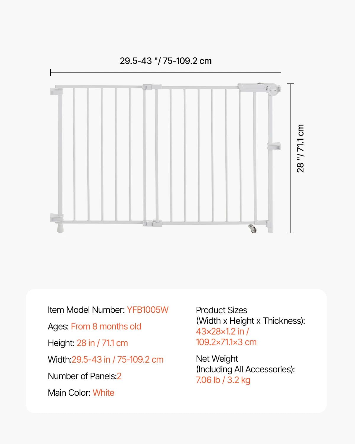 SucceBuy Adjustable Baby Gate for Pets and Children