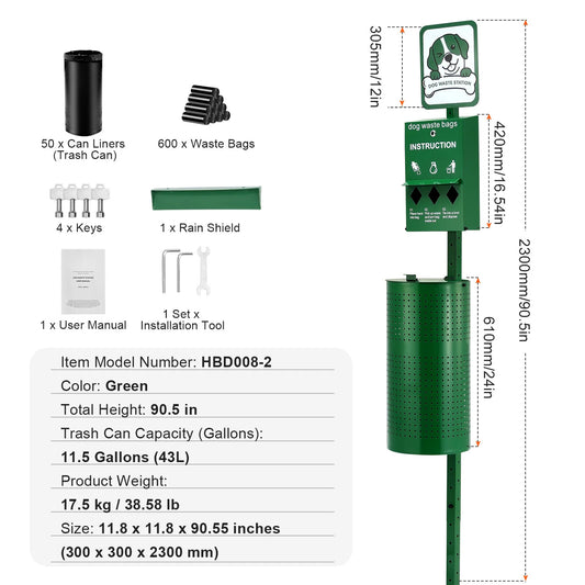 NONEDog Litter Dog Waste Station With Hand Wash Bottle Outdoor