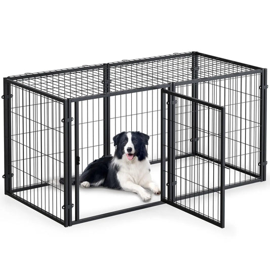 HiMISS Heavy Duty Dog Crate Indestructible Cage With Tray