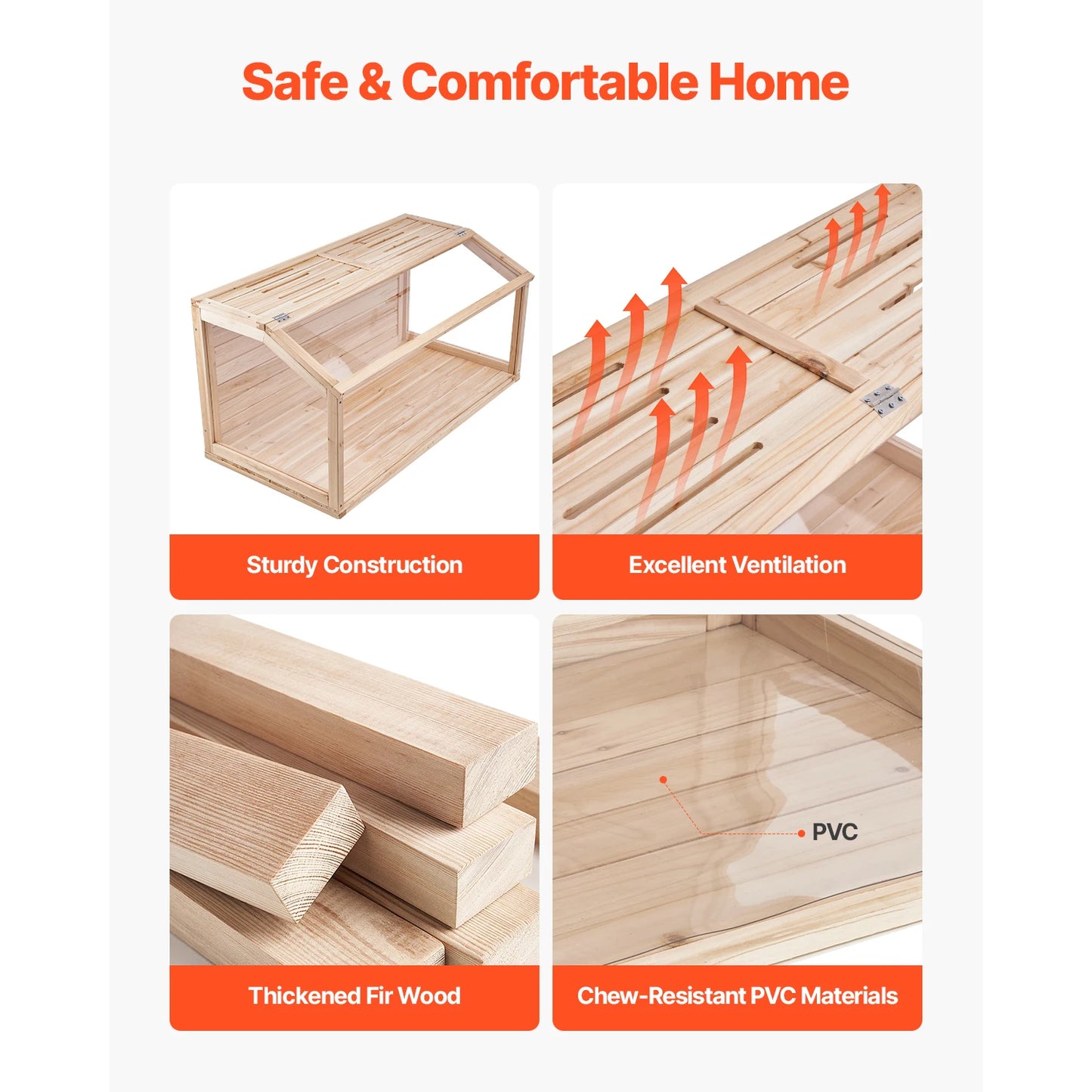 SucceBuy Wooden Hamster Cage 270° Viewing Habitat With Openable Top