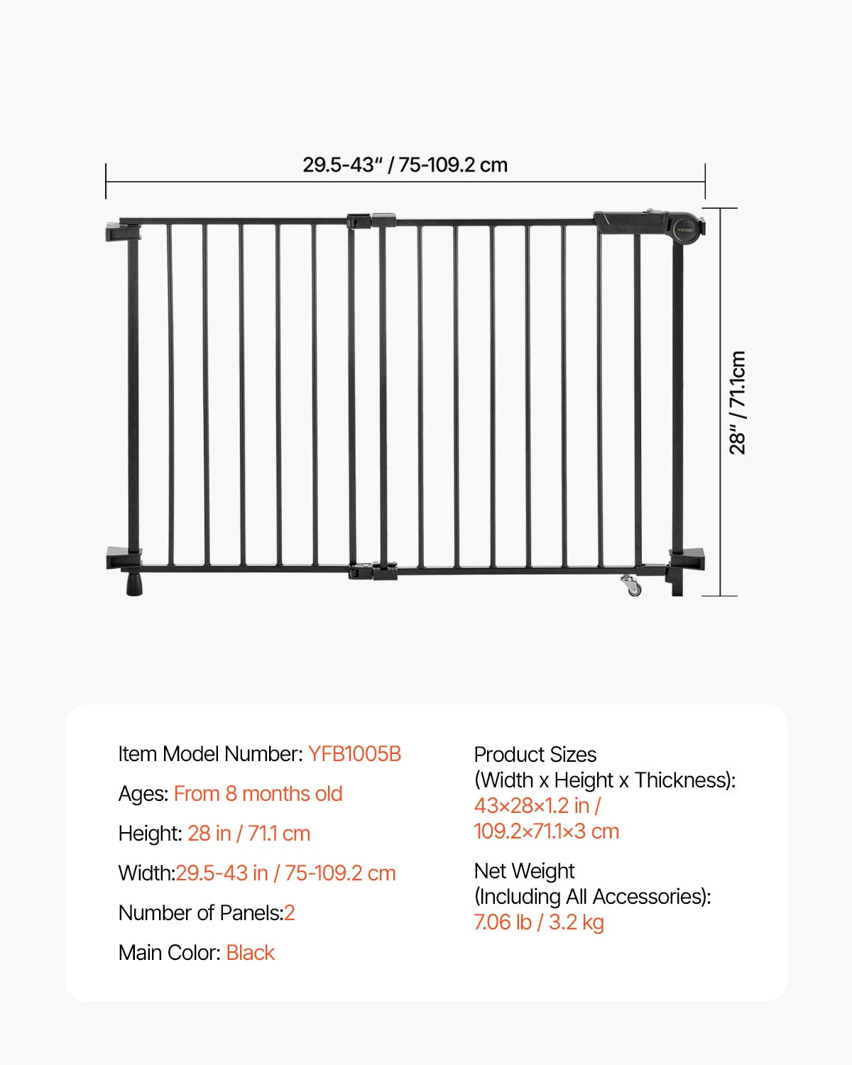 SucceBuy Adjustable Baby Gate for Pets and Children