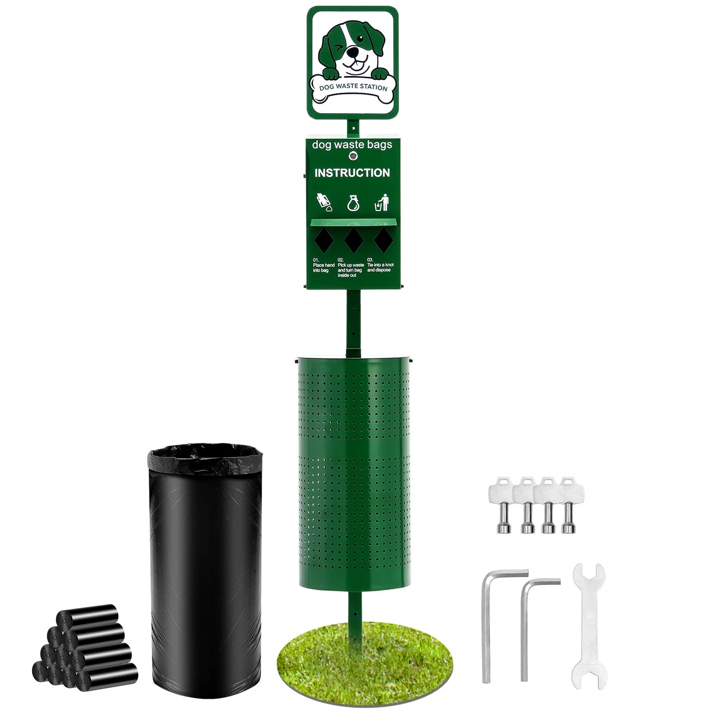NONEDog Litter Dog Waste Station With Hand Wash Bottle Outdoor