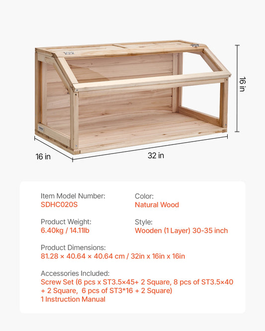 SucceBuy Wooden Hamster Cage 270° Viewing Habitat With Openable Top