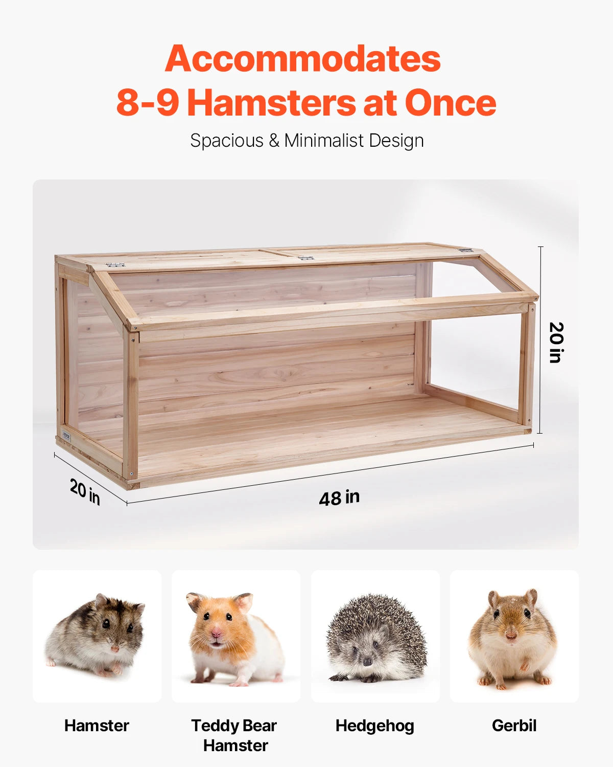 Wooden Hamster Cage With 270 Degree Viewing And Ventilated Top For Gerbils Mice
