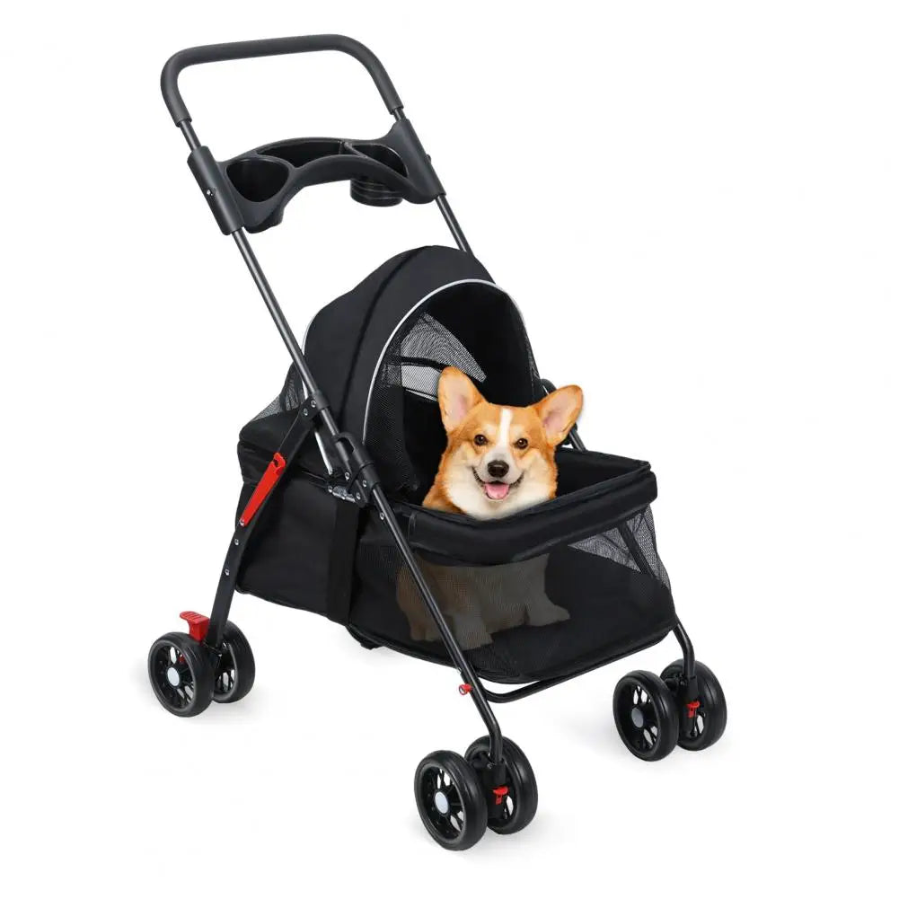 Outdoor Pets 4 Wheel Dog Cat Stroller With Cup Holder