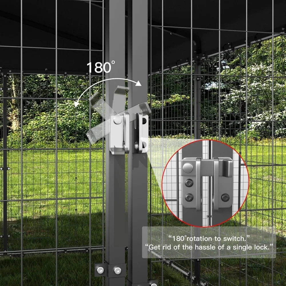 Hign-concerned Galvanized Steel Outdoor Dog Kennel With Double Locks