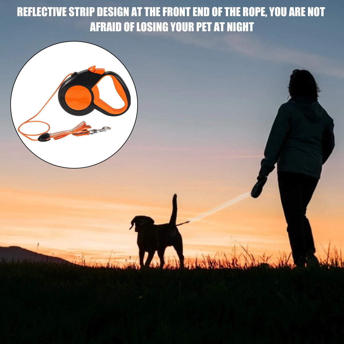 Willstar 8M Retractable Dog Leash Heavy Duty Reflective Tape Non Slip Handle