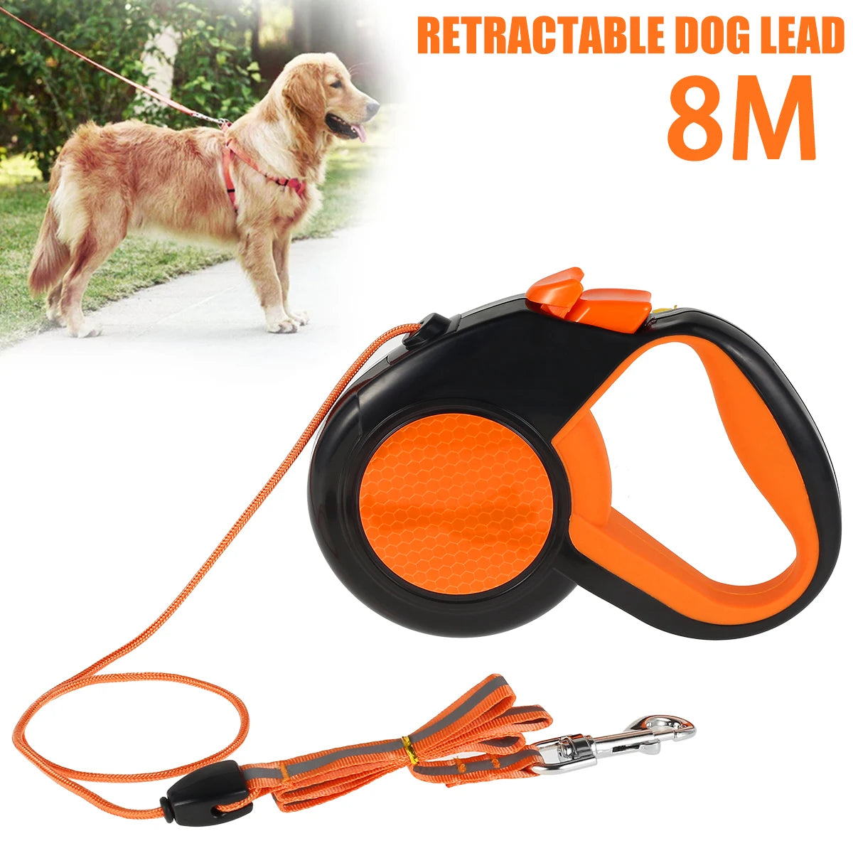 Willstar 8M Retractable Dog Leash Heavy Duty Reflective Tape Non Slip Handle