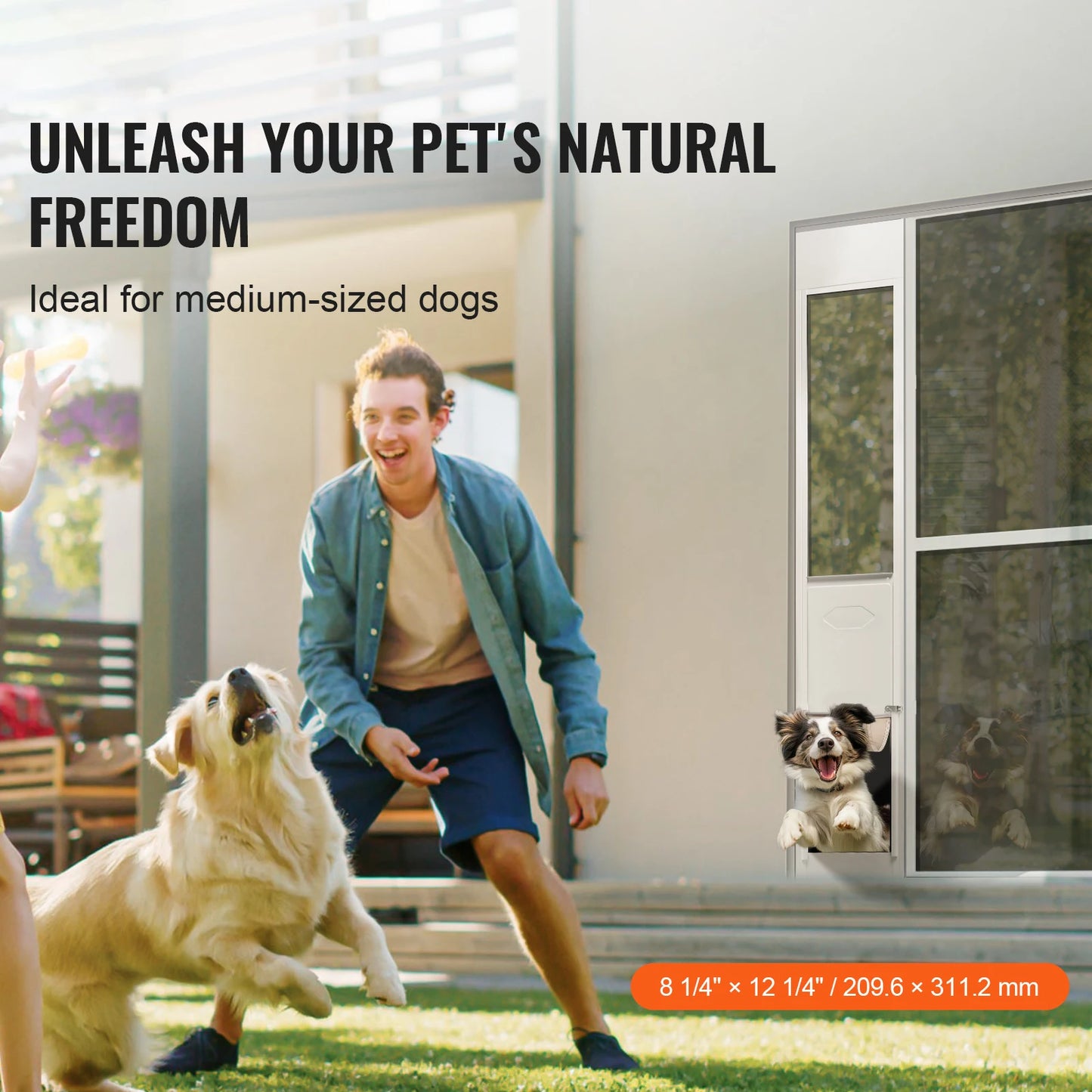 SucceBuy Adjustable Height Dog Door for Sliding Glass Door