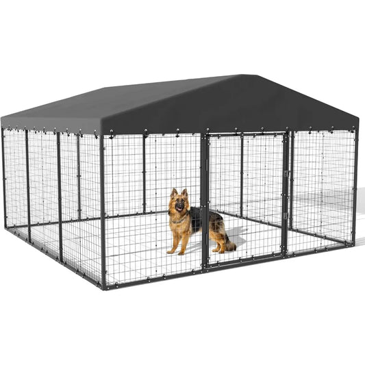 Hign-concerned Galvanized Steel Outdoor Dog Kennel With Double Locks