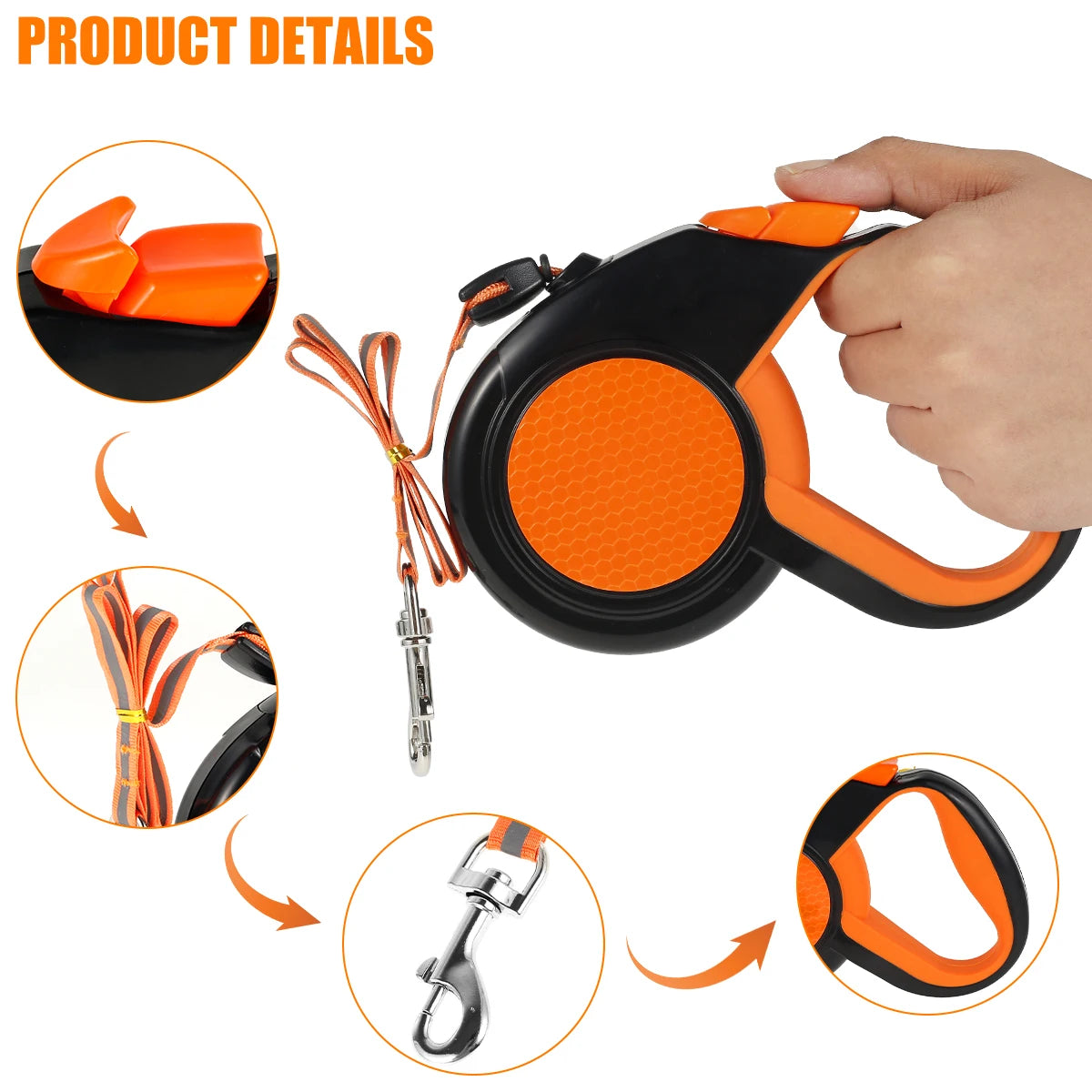 Willstar 8M Retractable Dog Leash Heavy Duty Reflective Tape Non Slip Handle