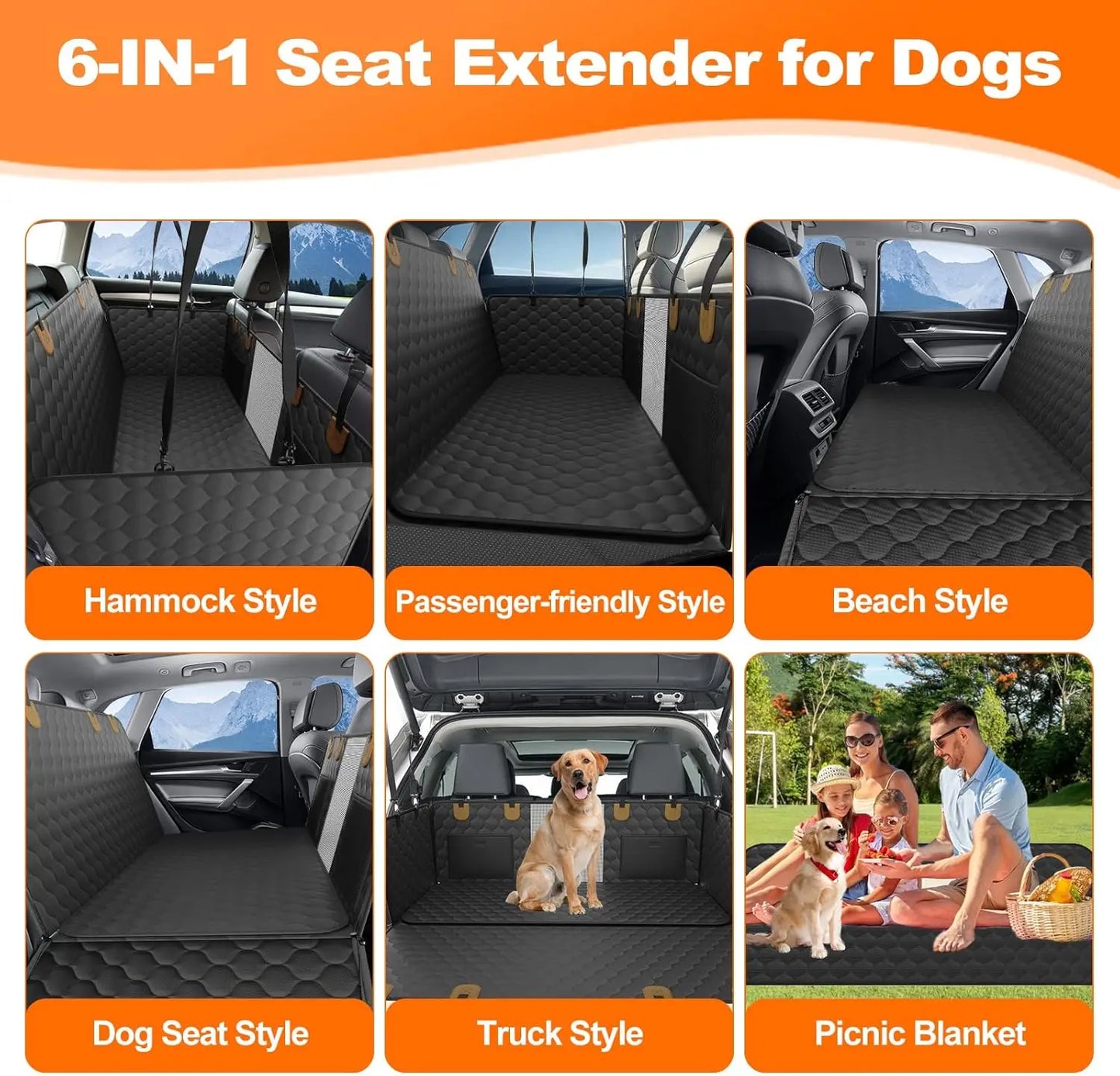 Wedyvko Waterproof Pet Dog Car Seat Hammock Back Seat Protector