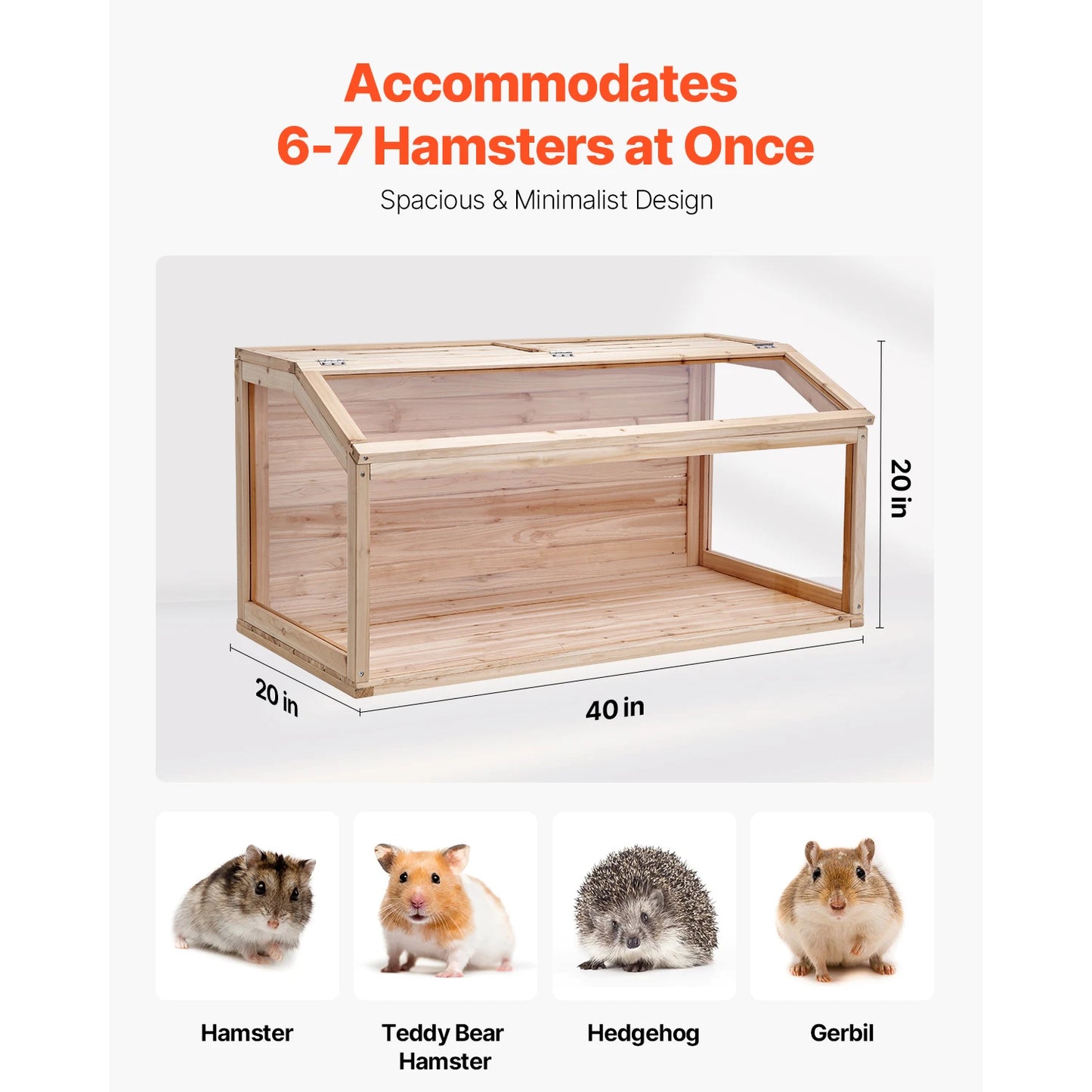 Wooden Hamster Cage Habitat With Clear Openable Top