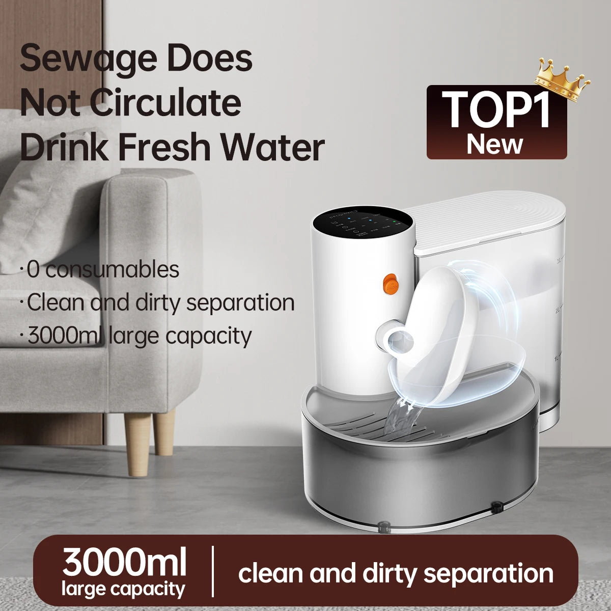 Smart Pet Water Dispenser Automatic Rechargeable Feeder