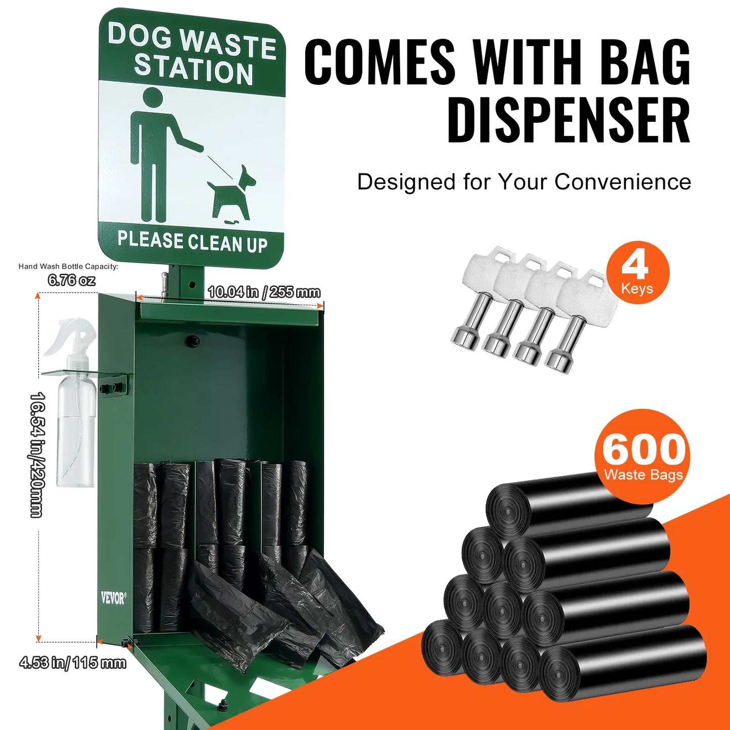 NONEDog Litter Dog Waste Station With Hand Wash Bottle Outdoor