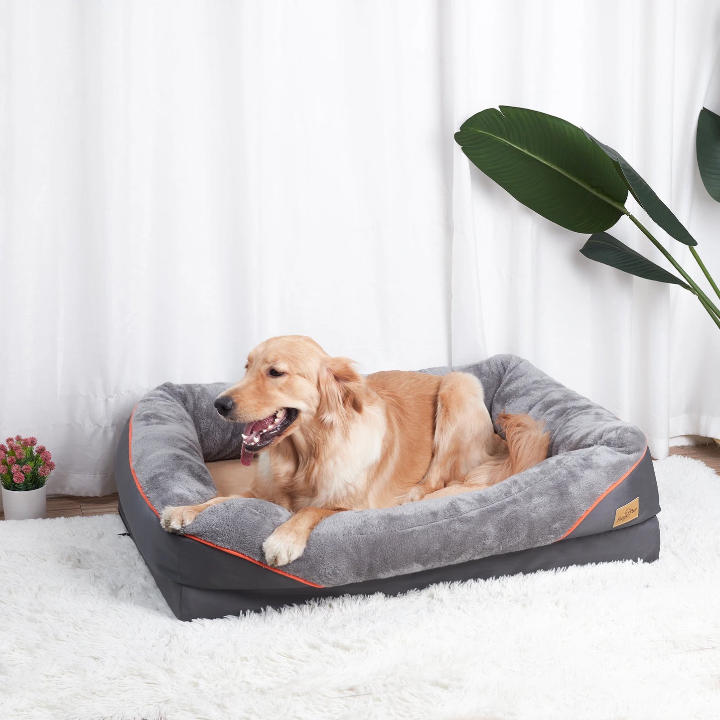 BINGOPAWCN Dog Bed Anti Allergy Warm Fleece Removable Cover Waterproof
