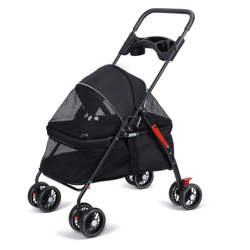Outdoor Pets 4 Wheel Dog Cat Stroller With Cup Holder