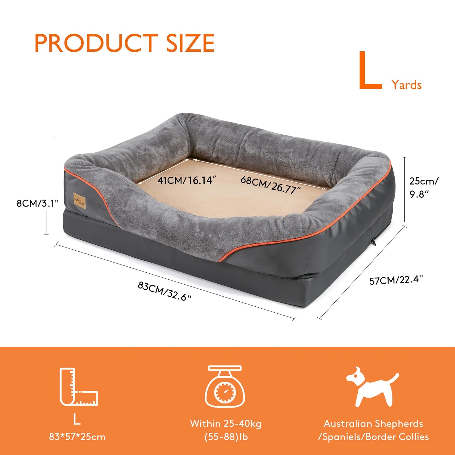 BINGOPAWCN Dog Bed Anti Allergy Warm Fleece Removable Cover Waterproof